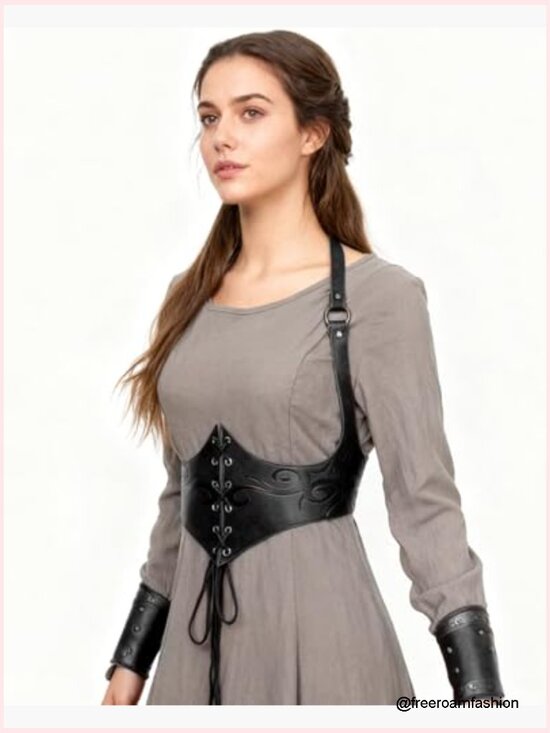 Renaissance Leather Corset Belt Medieval Viking Cinch Belt Women Steampunk main image 4